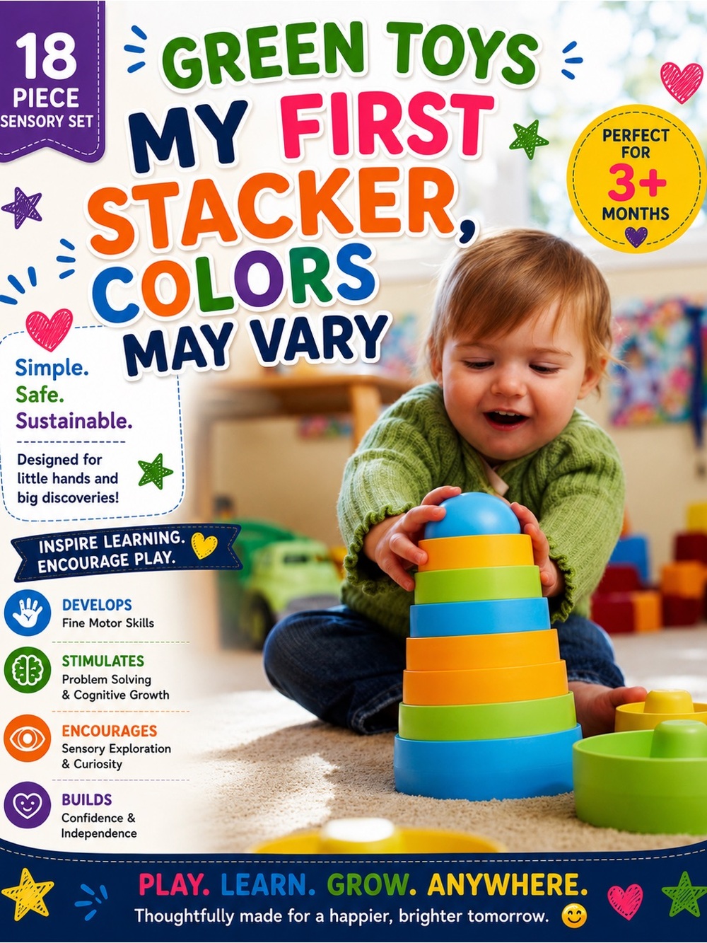 Green Toys My First Stacker, Colors May Vary
